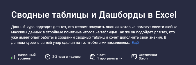 [Лариса Зубенкова] [Stepik] Сводные таблицы и Дашборды в Excel (2025)
